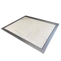 Напольный люк в подвал с электроприводом Стелс под плитку вид сверху